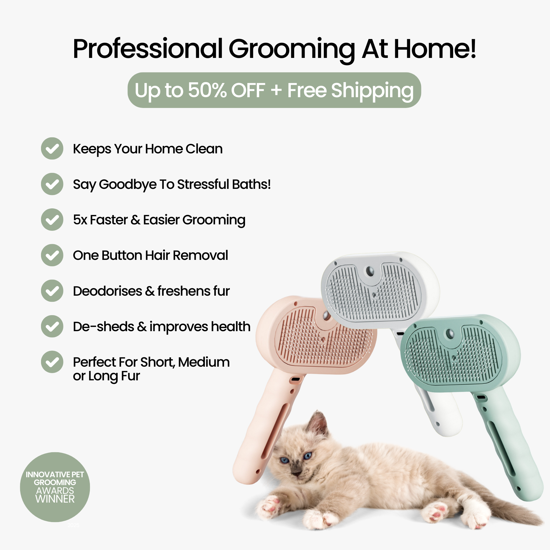 Purr-Brush™ Bathless Cleaner